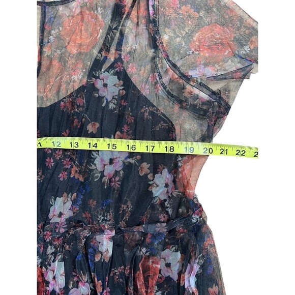 Torrid 2 Knee Dress Plus Size 2X Black Floral Mesh Skater Lace Hollyday Chrismas - Picture 10 of 14